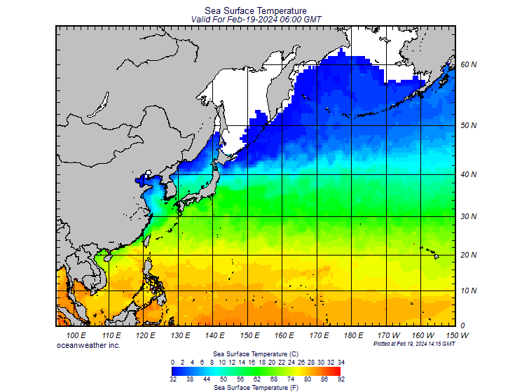 西北太平洋海水溫度分布圖